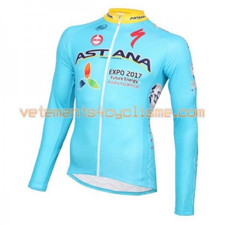 Maillot vélo 2016 Astana Pro Team Manches Longues N001