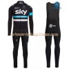 Tenue Cycliste Manches Longues et Collant à Bretelles 2016 Team Sky Hiver Thermal Fleece N001