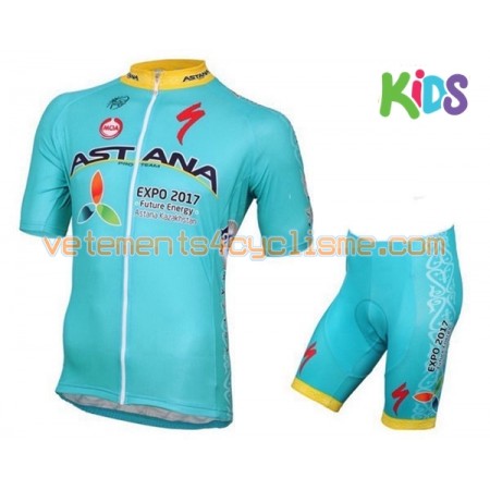 Tenue Cycliste et Cuissard à Bretelles Enfant 2016 Astana Pro Team N015