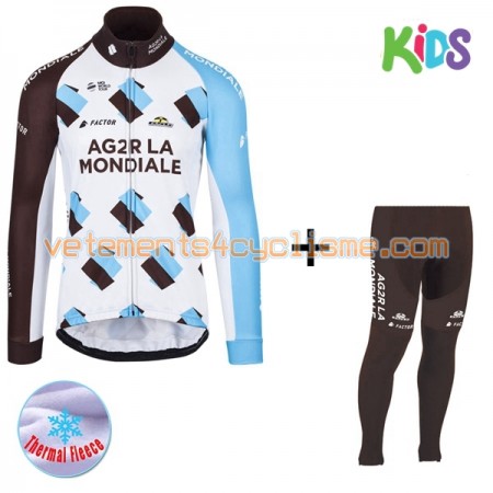 Tenue Cycliste Manches Longues et Collant Long Enfant 2017 AG2R La Mondiale Hiver Thermal Fleece N001