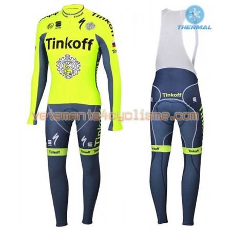 Tenue Cycliste Manches Longues et Collant à Bretelles 2016 Tinkoff Hiver Thermal Fleece N001