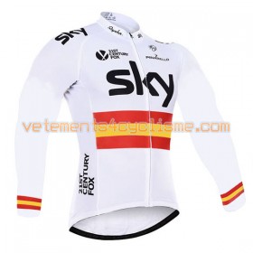 Tenue Cycliste Manches Longues et Collant à Bretelles 2016 Team Sky Hiver Thermal Fleece N012