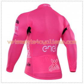 Tenue Cycliste Rose Manches Longues et Collant à Bretelles 2016 Giro dItalia Hiver Thermal Fleece