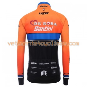 Tenue Cycliste Manches Longues et Collant à Bretelles 2017 Team De-Rosa Santini Hiver Thermal Fleece N001