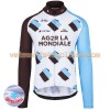 Tenue Cycliste Manches Longues et Collant à Bretelles 2017 AG2R La Mondiale Hiver Thermal Fleece N001
