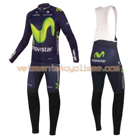 Tenue Cycliste Manches Longues et Collant à Bretelles 2016 Movistar Team N001