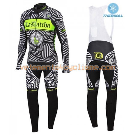 Tenue Cycliste Manches Longues et Collant à Bretelles 2016 Tinkoff Hiver Thermal Fleece N002