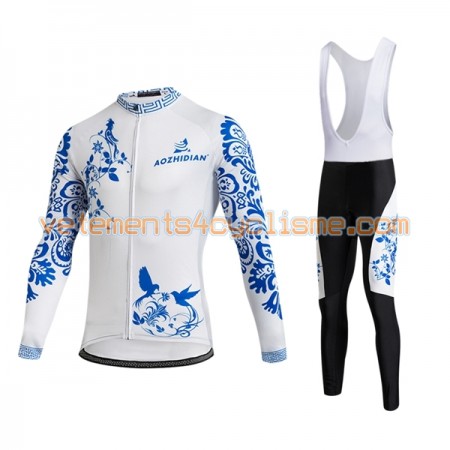 Tenue Cycliste Manches Longues et Collant à Bretelles Femme 2017 Aozhidian N007