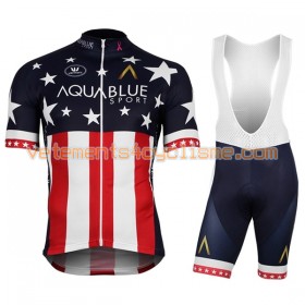Tenue Cycliste et Cuissard à Bretelles 2017-18 Aqua Blue Sport Championnats de États-Unis