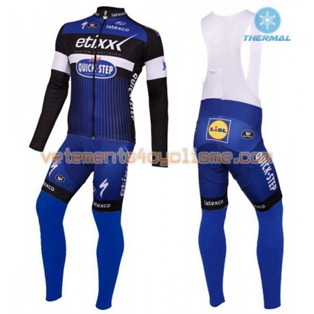 Tenue Cycliste Manches Longues et Collant à Bretelles 2016 Etixx-Quick Step Hiver Thermal Fleece N001