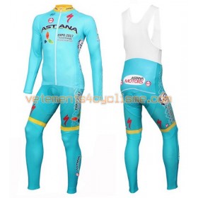 Tenue Cycliste Manches Longues et Collant à Bretelles 2016 Astana Pro Team N001