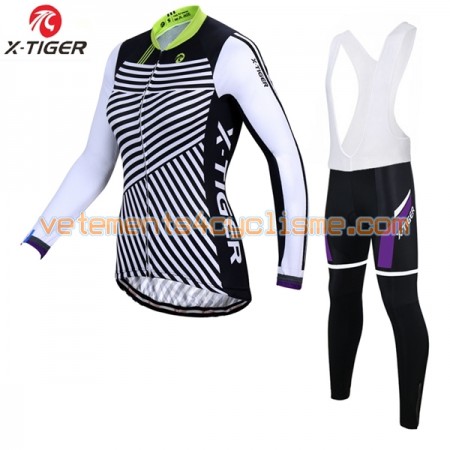 Tenue Cycliste Manches Longues et Collant à Bretelles Femme 2017 X-Tiger N003