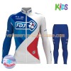 Tenue Cycliste Manches Longues et Collant Long Enfant 2017 FDJ Hiver Thermal Fleece N001