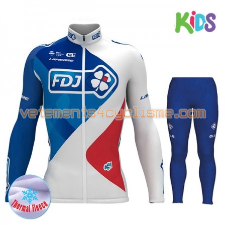 Tenue Cycliste Manches Longues et Collant Long Enfant 2017 FDJ Hiver Thermal Fleece N001
