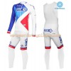 Tenue Cycliste Manches Longues et Collant à Bretelles 2016 FDJ Hiver Thermal Fleece N001