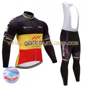 Tenue Cycliste Manches Longues et Collant à Bretelles Femme 2017 Quick-Step Floors Hiver Thermal Fleece N002