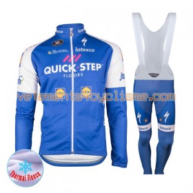 Tenue Cycliste Manches Longues et Collant à Bretelles Femme 2017 Quick-Step Floors Hiver Thermal Fleece N001