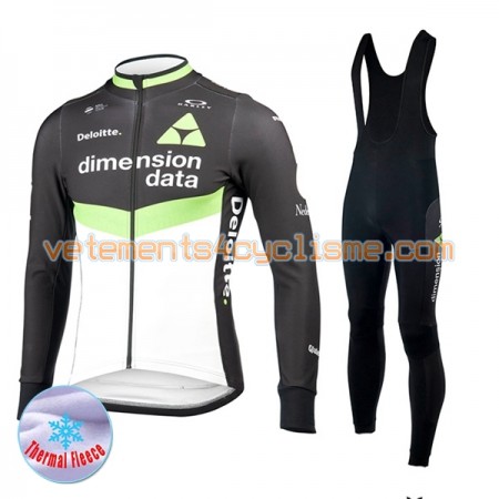 Tenue Cycliste Manches Longues et Collant à Bretelles 2017 Dimension Data Hiver Thermal Fleece N001