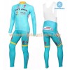 Tenue Cycliste Manches Longues et Collant à Bretelles 2016 Astana Pro Team Hiver Thermal Fleece N001