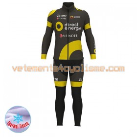 Tenue Cycliste Manches Longues et Collant à Bretelles 2017 Direct Energie Hiver Thermal Fleece N001