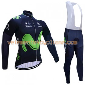 Tenue Cycliste Manches Longues et Collant à Bretelles Femme 2017 Movistar Team N001