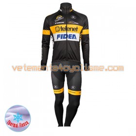 Tenue Cycliste Manches Longues et Collant à Bretelles 2017 Telenet Fidea Lions Hiver Thermal Fleece N001