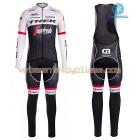 Tenue Cycliste Manches Longues et Collant à Bretelles 2016 Trek-Segafredo Hiver Thermal Fleece N001
