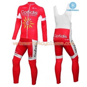 Tenue Cycliste Manches Longues et Collant à Bretelles 2016 Cofidis Pro Cycling Hiver Thermal Fleece N001