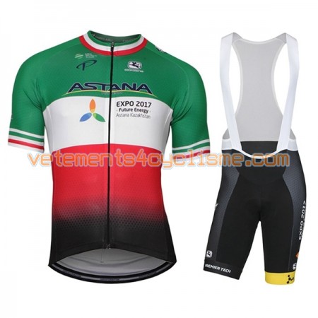 Tenue Cycliste et Cuissard à Bretelles 2017 Astana Pro Team Championnats de Italie