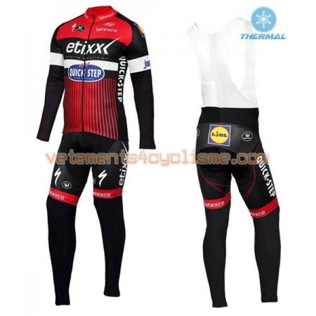 Tenue Cycliste Manches Longues et Collant à Bretelles 2016 Etixx-Quick Step Hiver Thermal Fleece N002