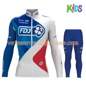 Tenue Cycliste Manches Longues et Collant Long Enfant 2017 FDJ N001
