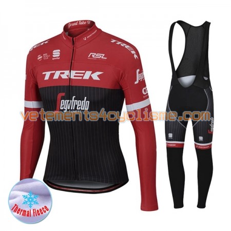 Tenue Cycliste Manches Longues et Collant à Bretelles Femme 2017 Trek-Segafredo Hiver Thermal Fleece N001