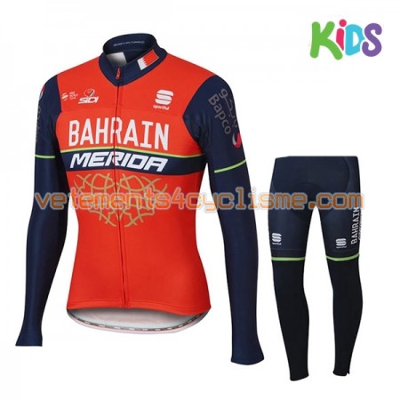 Tenue Cycliste Manches Longues et Collant Long Enfant 2017 Bahrain Merida N001