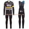 Tenue Cycliste Manches Longues et Collant à Bretelles 2016 Team Sky Hiver Thermal Fleece N003