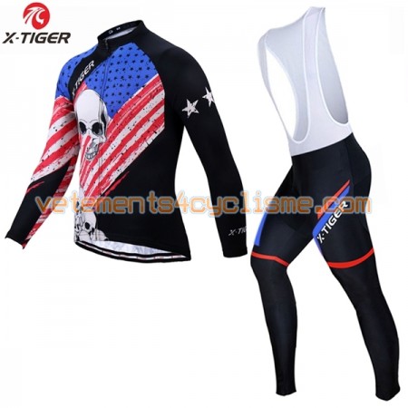 Tenue Cycliste Manches Longues et Collant à Bretelles 2017 X-Tiger N016