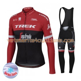 Tenue Cycliste Manches Longues et Collant à Bretelles 2017 Trek-Segafredo Hiver Thermal Fleece N001