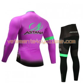 Tenue Cycliste Manches Longues et Collant Long Enfant 2017 Astana Pro Team Hiver Thermal Fleece N003