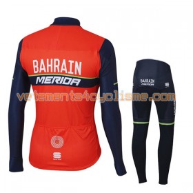 Tenue Cycliste Manches Longues et Collant Long Enfant 2017 Bahrain Merida Hiver Thermal Fleece N001