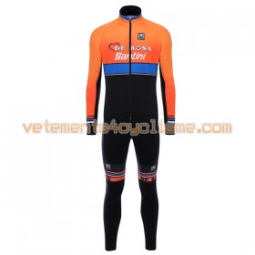 Tenue Cycliste Manches Longues et Collant à Bretelles 2017 Team De-Rosa Santini N001