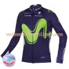 Tenue Cycliste Manches Longues et Collant à Bretelles 2017 Movistar Team Hiver Thermal Fleece N001