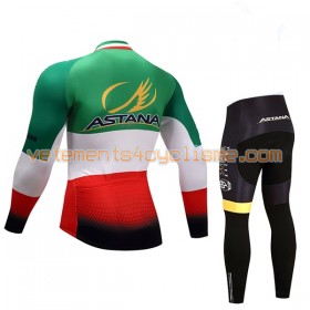 Tenue Cycliste Manches Longues et Collant Long Enfant 2017 Astana Pro Team Hiver Thermal Fleece N004