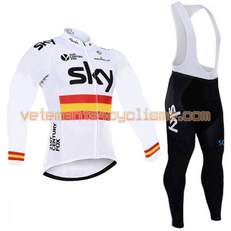 Tenue Cycliste Manches Longues et Collant à Bretelles 2016 Team Sky N013