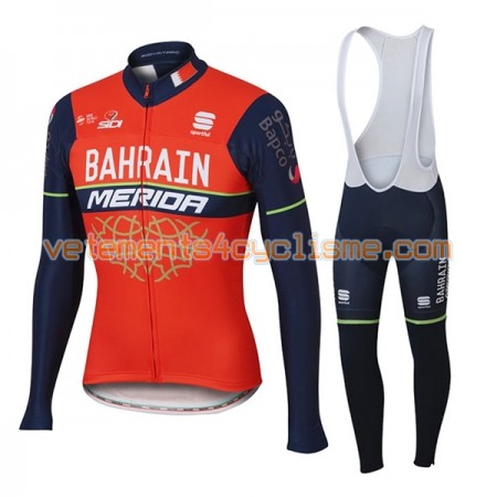 Tenue Cycliste Manches Longues et Collant à Bretelles Femme 2017 Bahrain Merida N001