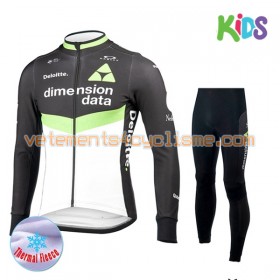 Tenue Cycliste Manches Longues et Collant Long Enfant 2017 Dimension Data Hiver Thermal Fleece N001
