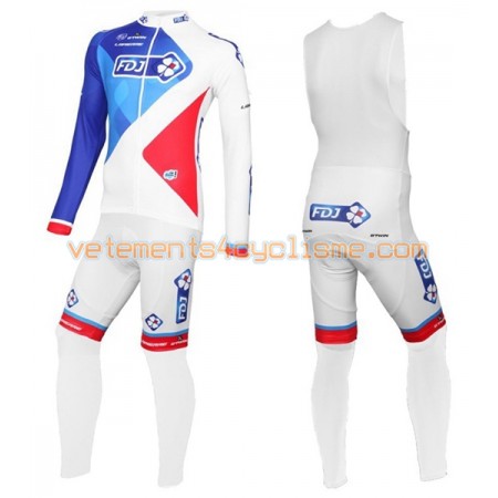 Tenue Cycliste Manches Longues et Collant à Bretelles 2016 FDJ N001