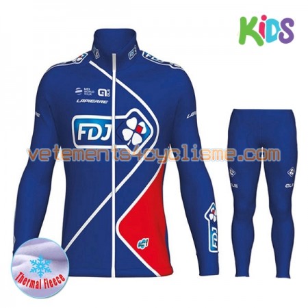 Tenue Cycliste Manches Longues et Collant Long Enfant 2017 FDJ Hiver Thermal Fleece N002