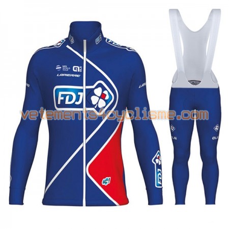 Tenue Cycliste Manches Longues et Collant à Bretelles 2017 FDJ N002