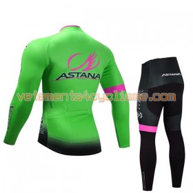 Tenue Cycliste Manches Longues et Collant Long Enfant 2017 Astana Pro Team Hiver Thermal Fleece N002