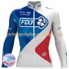 Tenue Cycliste Manches Longues et Collant à Bretelles 2017 FDJ Hiver Thermal Fleece N001
