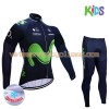 Tenue Cycliste Manches Longues et Collant Long Enfant 2017 Movistar Team Hiver Thermal Fleece N001